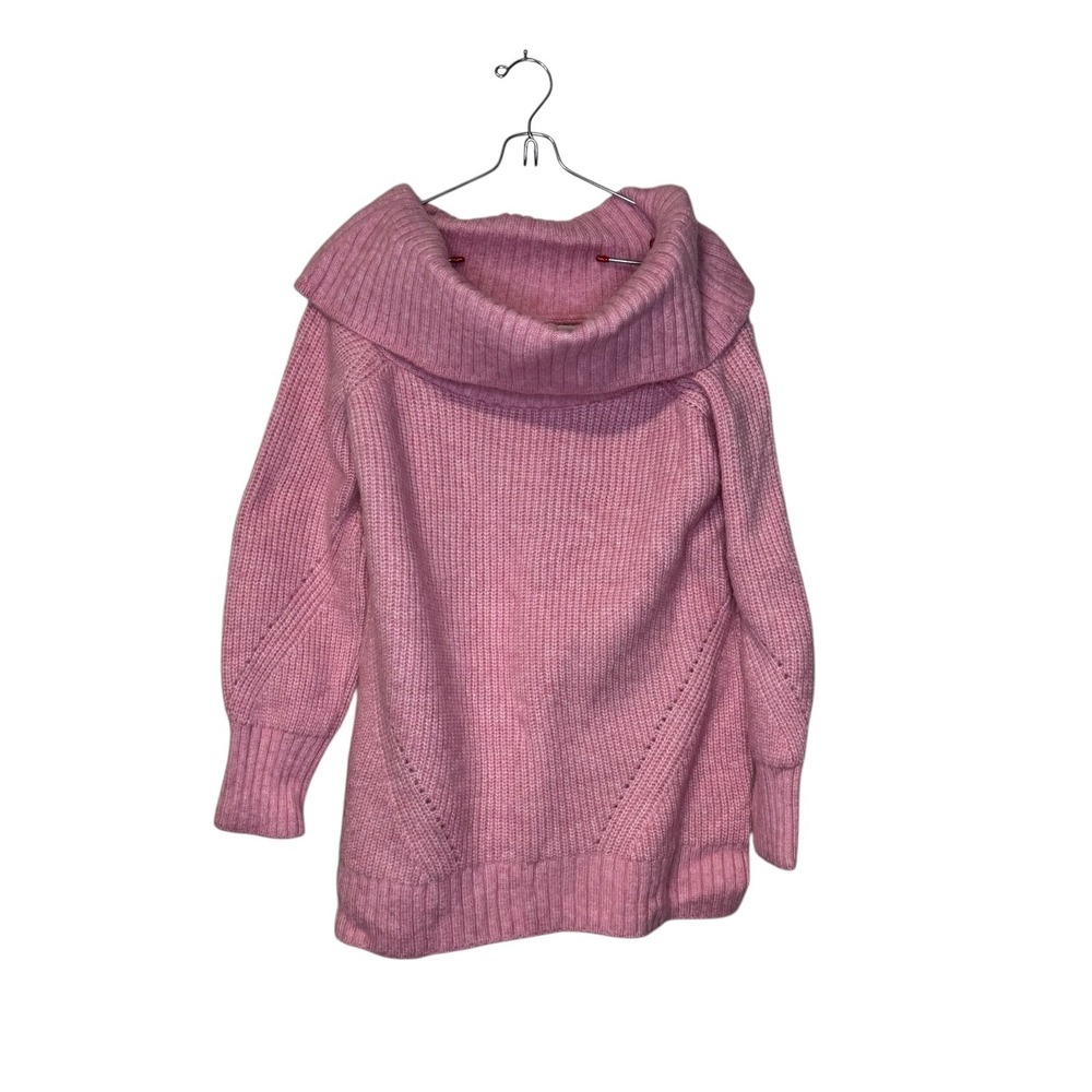 Anthropologie Pilcro Women's Sweater Knit Chunky Cowl Neck Pullover Pink Medium